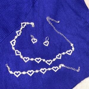 Rhinestone heart jewelry set